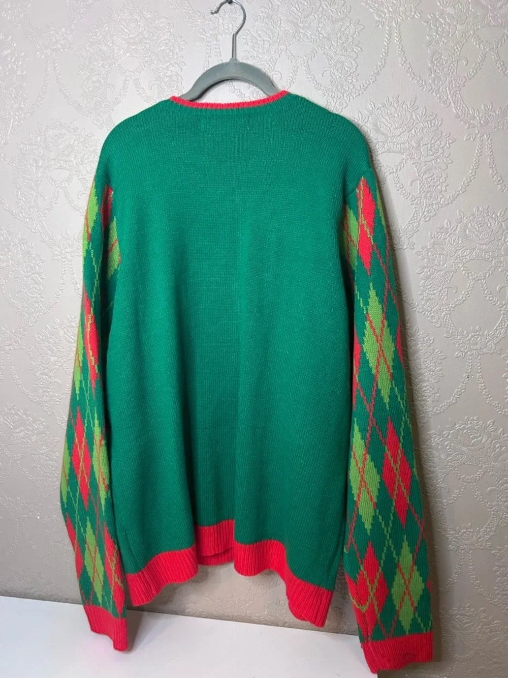 Green Holiday T-Rex Crewneck Sweater by Jolly Sweaters disco Dino dinosaur
